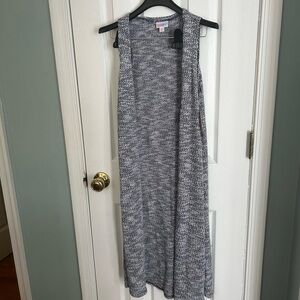 LulaRoe Women's Side Slit Marled Gray Knit Joy Long Line Duster Vest